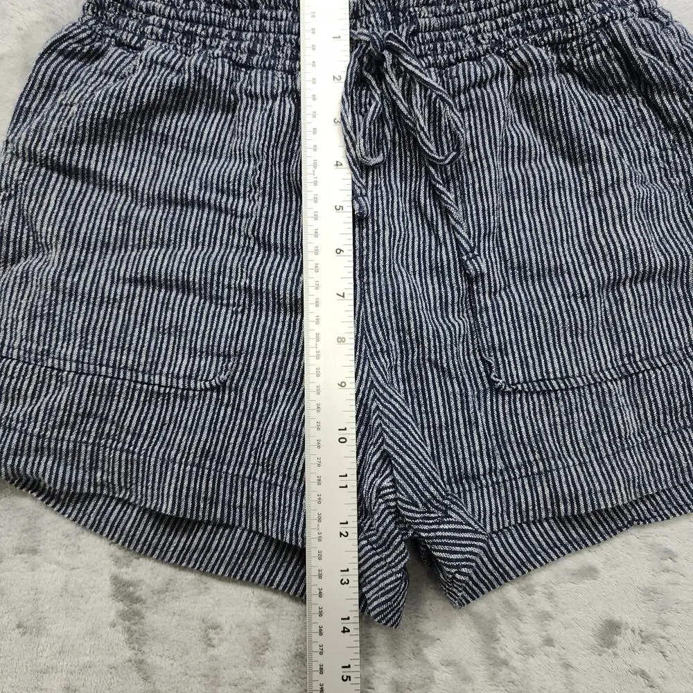 Time and Tru Shorts Womens XS (0-2) Blue White‎ Striped Linen Blend High Rise